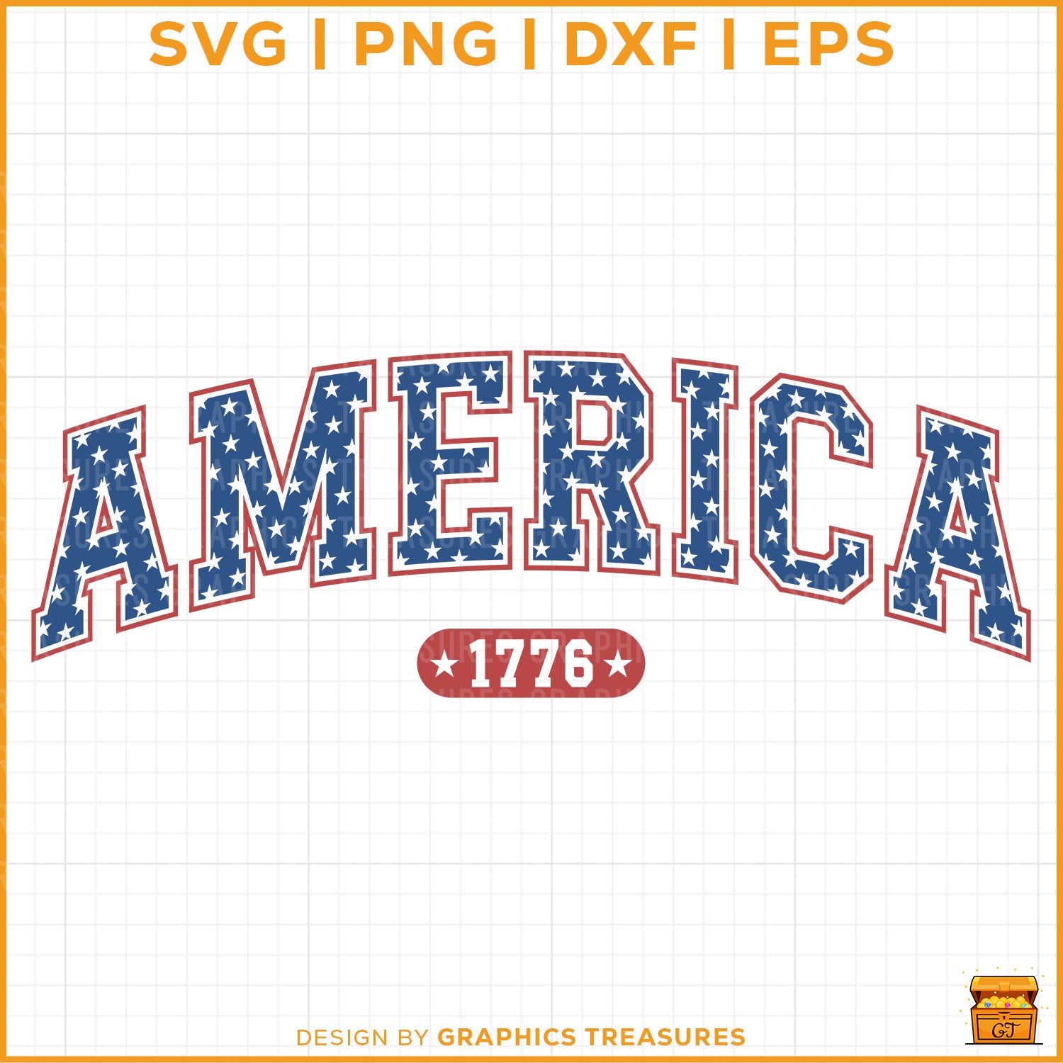 America 1776 patriotic varsity SVG with stars for Cricut and Silhouette