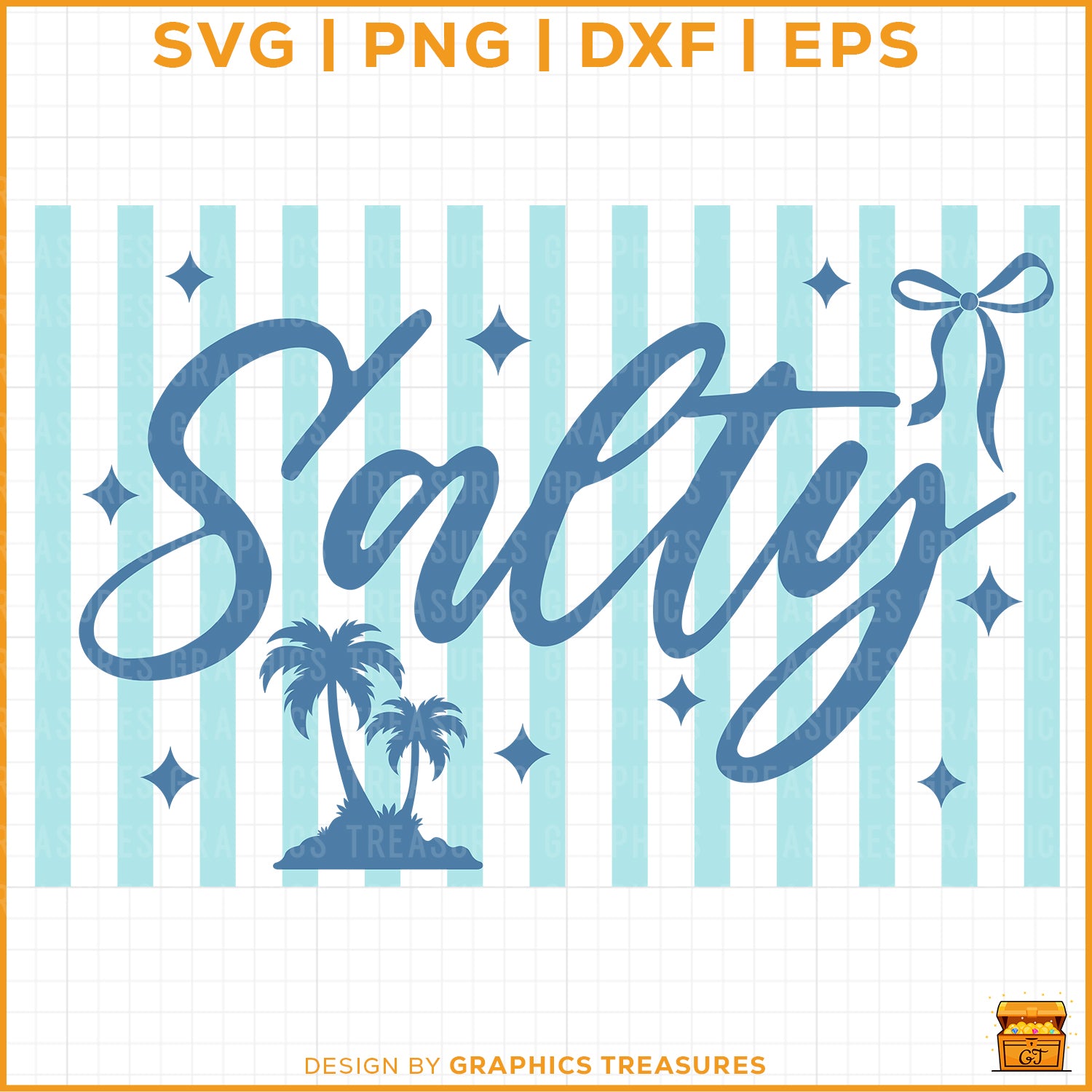 Salty SVG design with beach theme and summer lettering