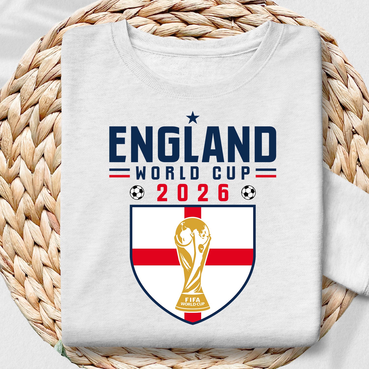 England World Cup 2026 Shirt design with England flag shield and FIFA trophy 