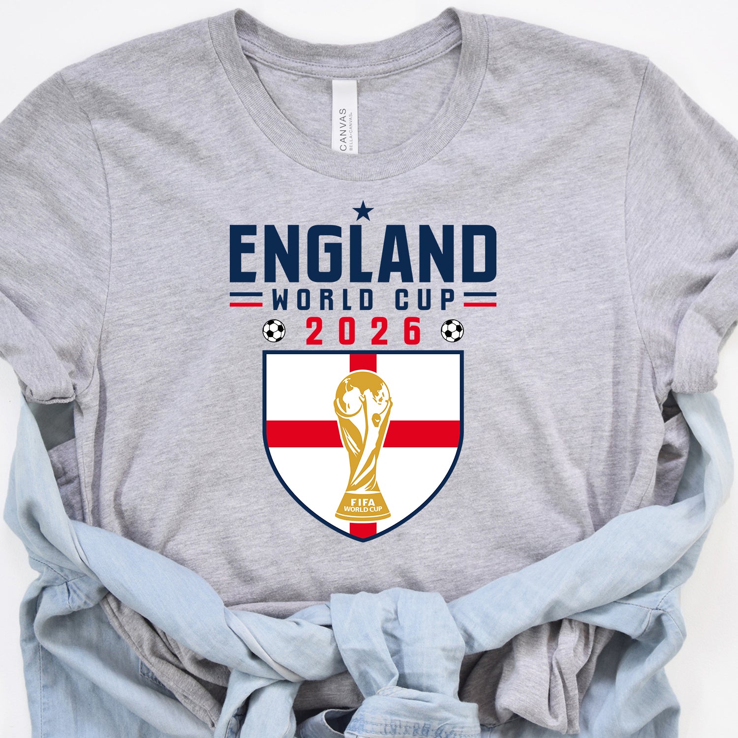 England World Cup 2026 Shirt with England flag shield and FIFA trophy