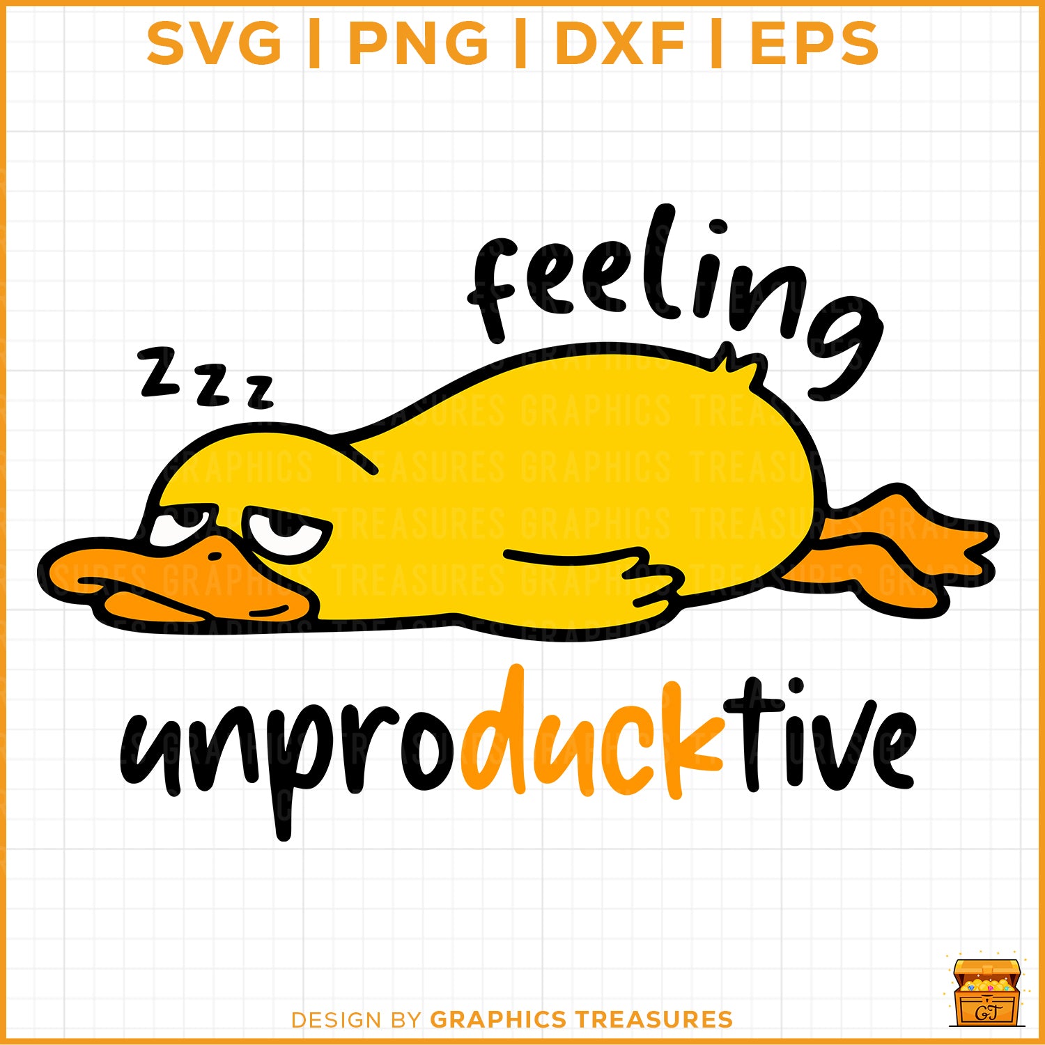 Feeling Unproducktive funny duck SVG illustration for Cricut and Silhouette projects