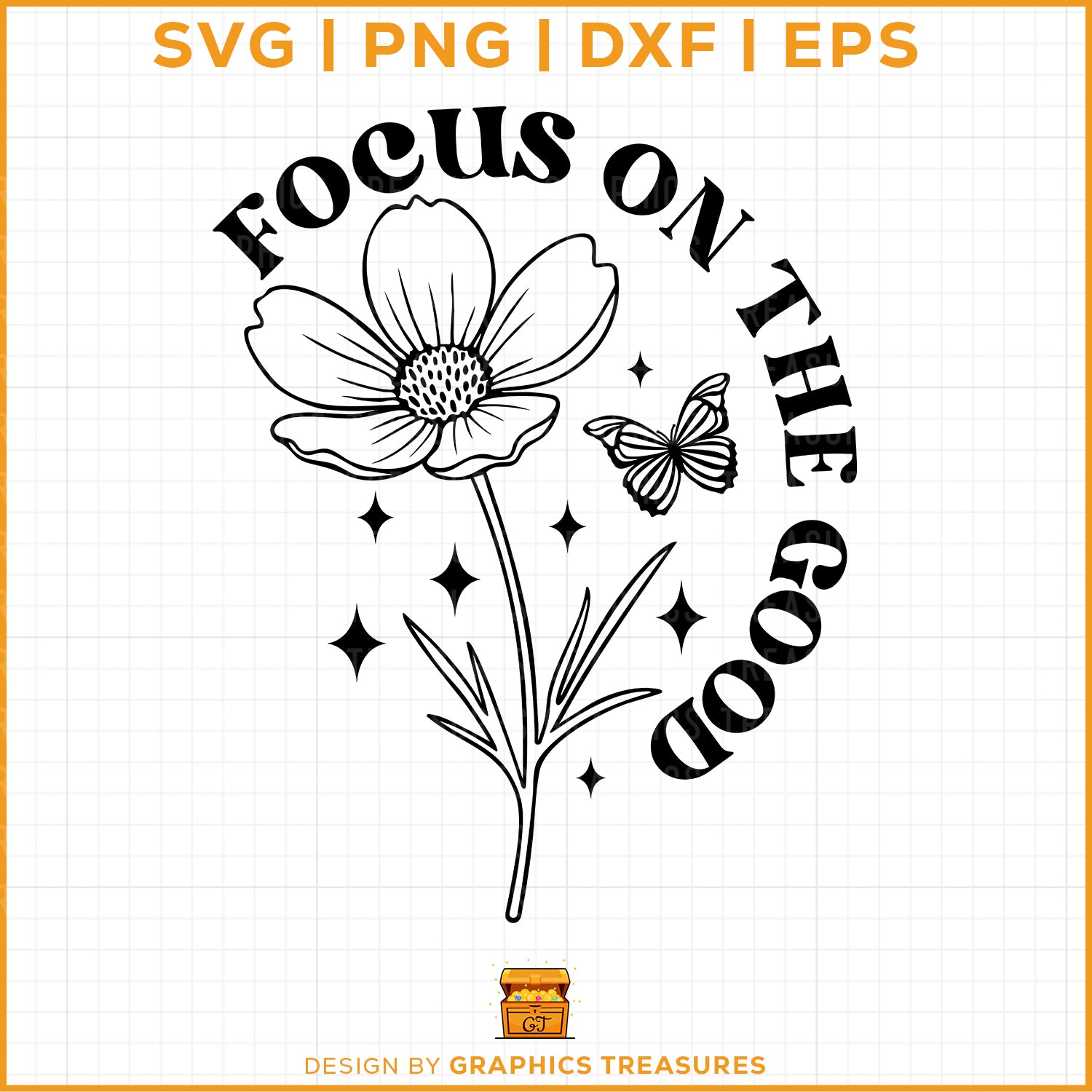 Focus on the good positive quote SVG with butterfly