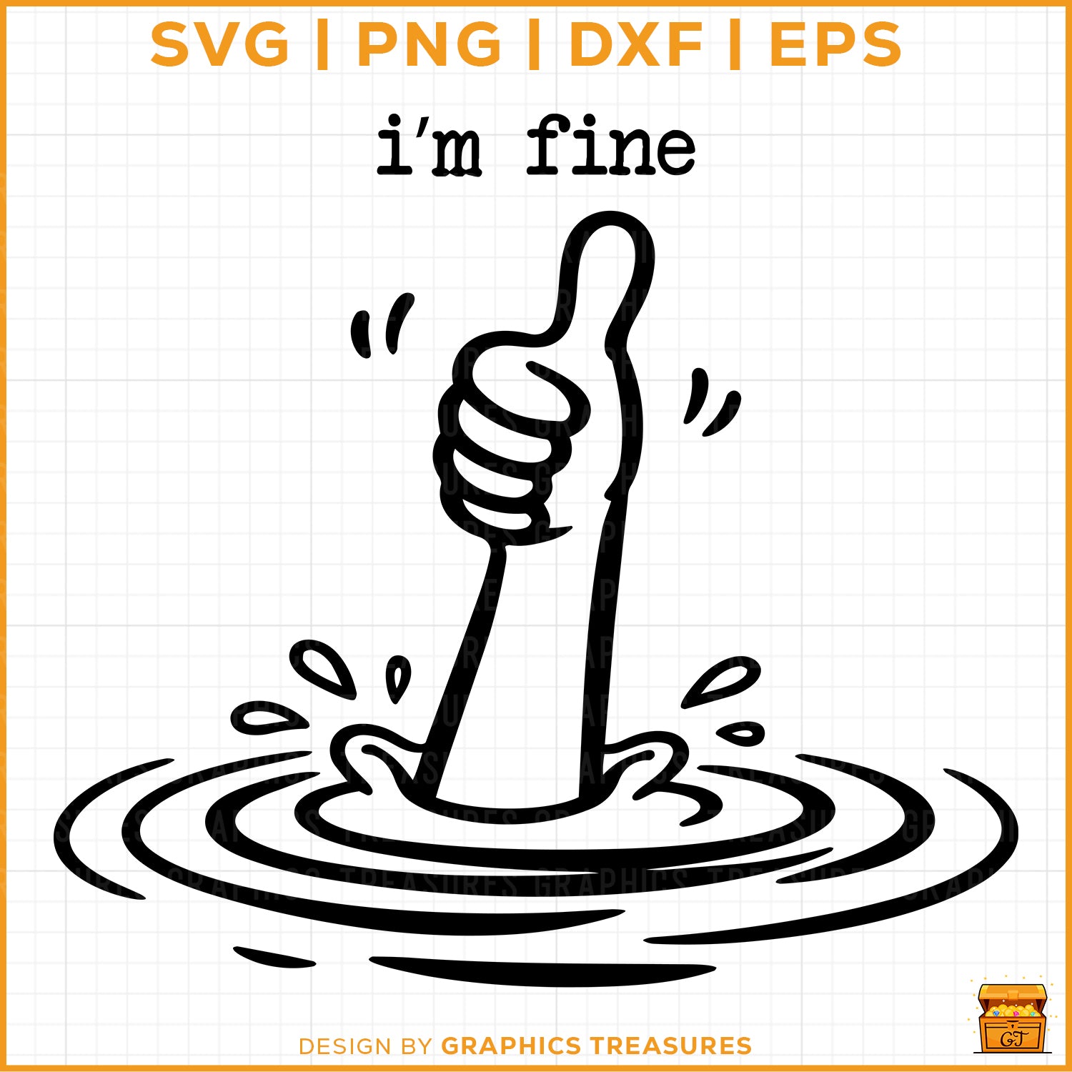 I'm Fine sarcastic drowning thumb SVG quote design for Cricut and Silhouette crafting projects