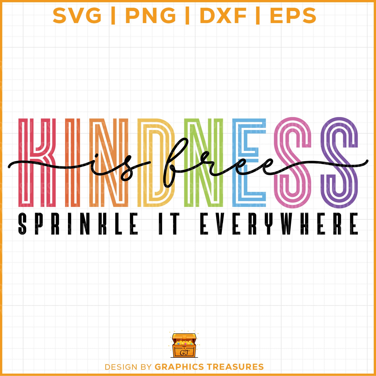 Kindness is free sprinkle it everywhere SVG colorful inspirational typography design