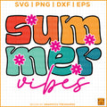 Summer vibes SVG with colorful flowers and bold text design