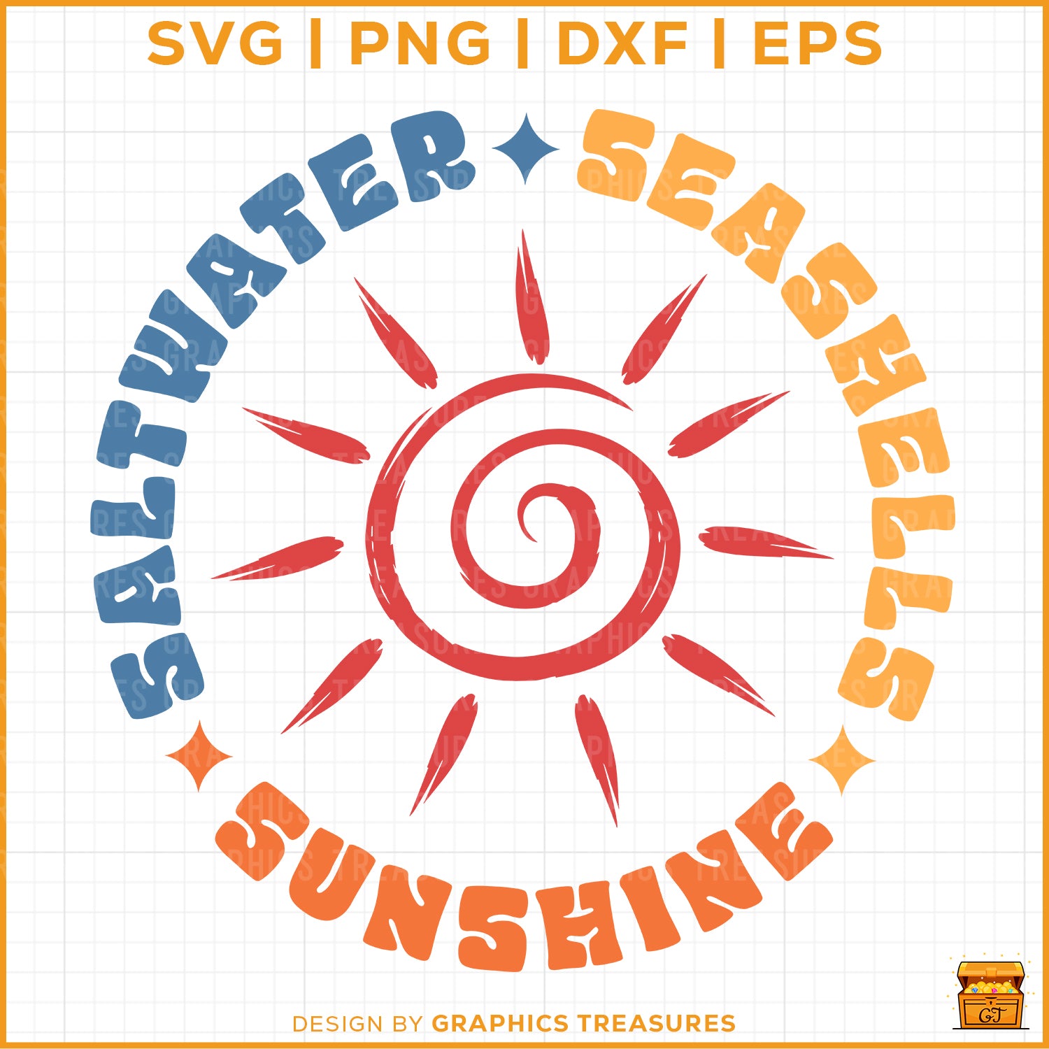 Saltwater seashells sunshine SVG with summer beach typography