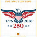USA 250th anniversary eagle with wings and shield patriotic design