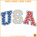 USA patriotic varsity style SVG with stars for Cricut and Silhouette projects