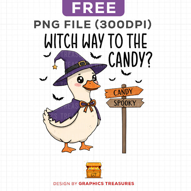 Witch Way to Candy Halloween Goose DDesigns