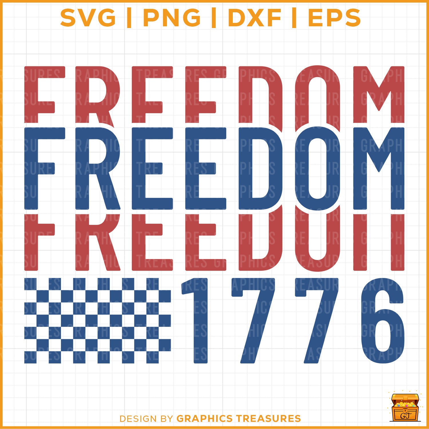 Checkered Freedom 1776 patriotic SVG for Cricut and Silhouette