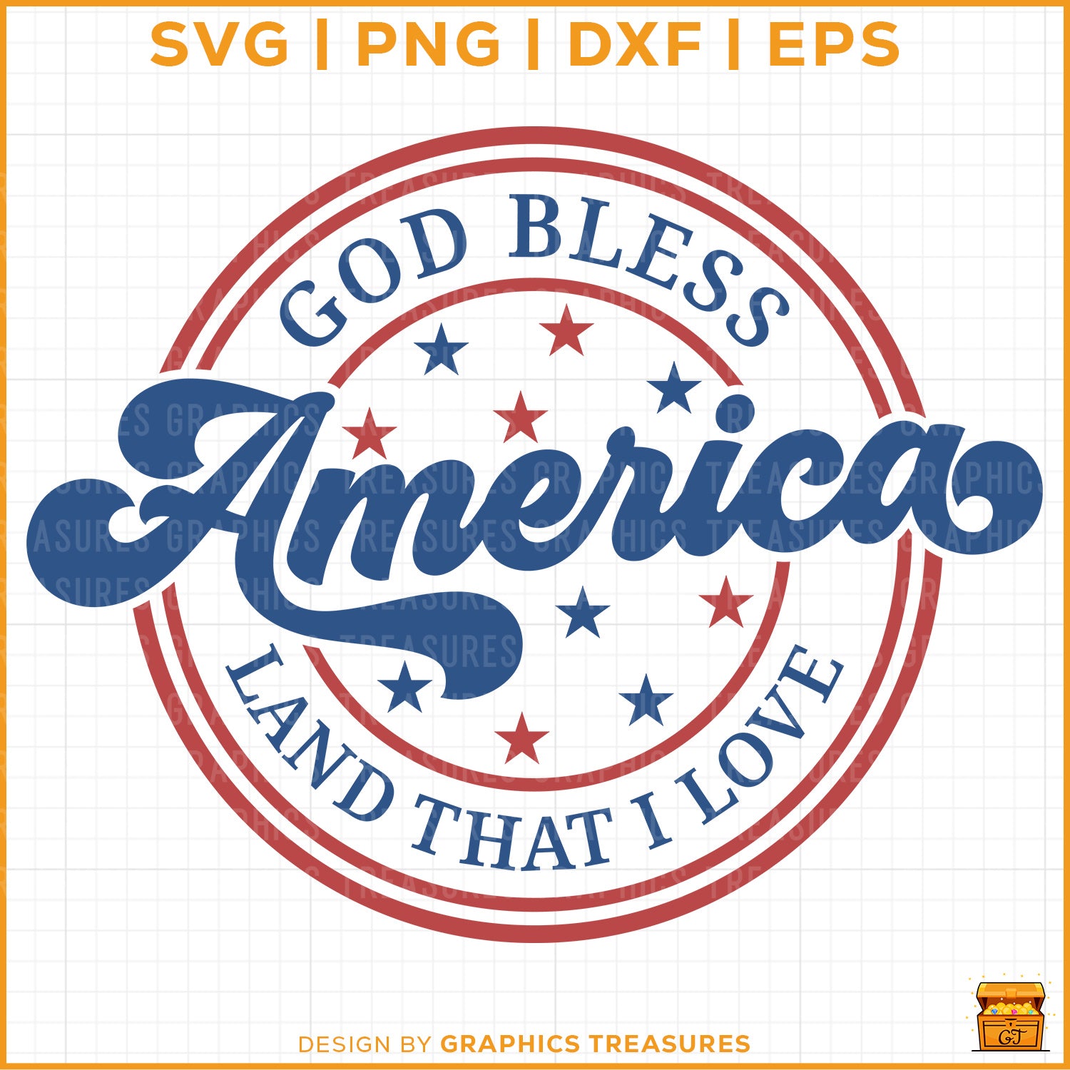 Retro God Bless America Land That I Love patriotic SVG design for Cricut and Silhouette