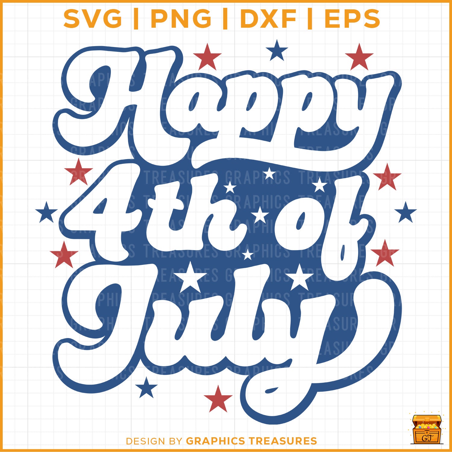 Happy 4th Of July patriotic retro SVG for Cricut and Silhouette projects