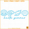 Hello Summer SVG with seashells and beach elements 