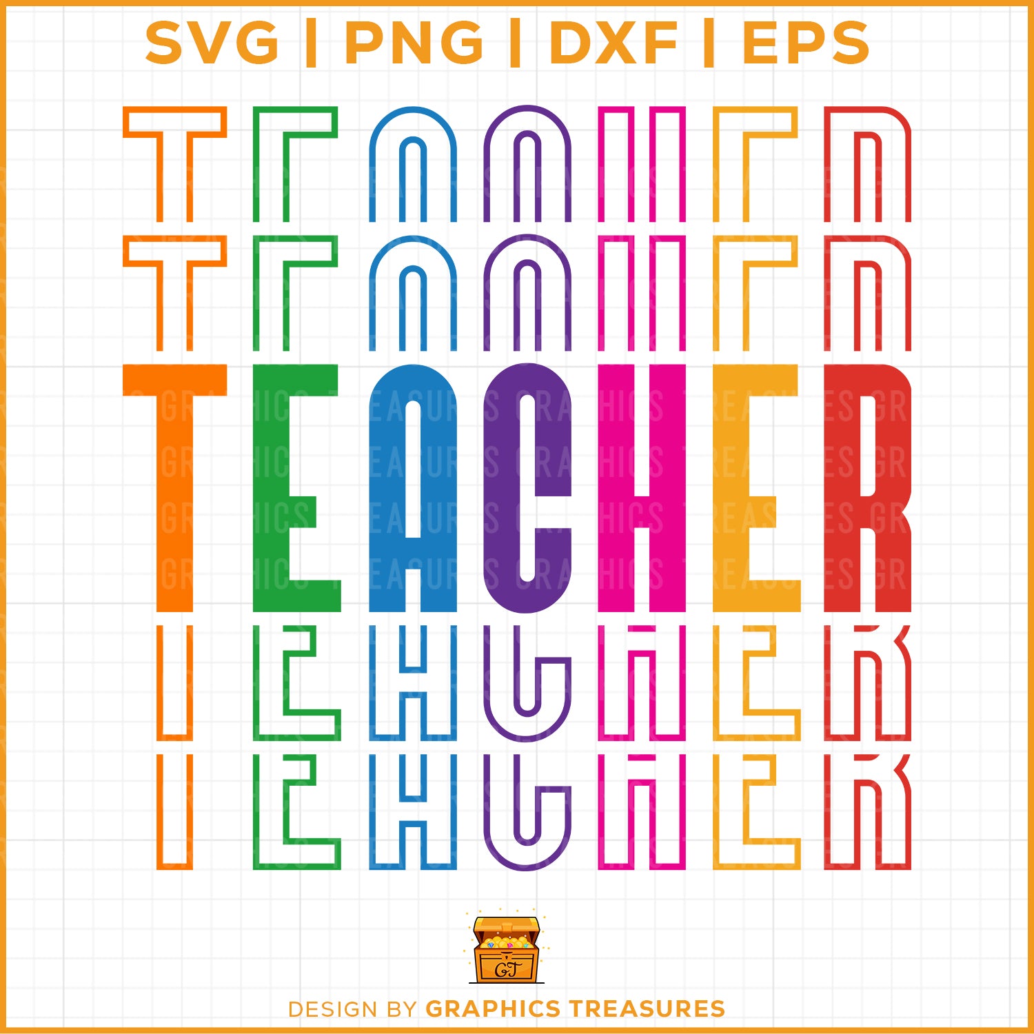 retro teacher svg colorful outline style teacher design